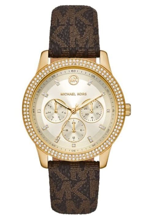 michael kors uhr braun glitzer|Michael Kors gold tone.